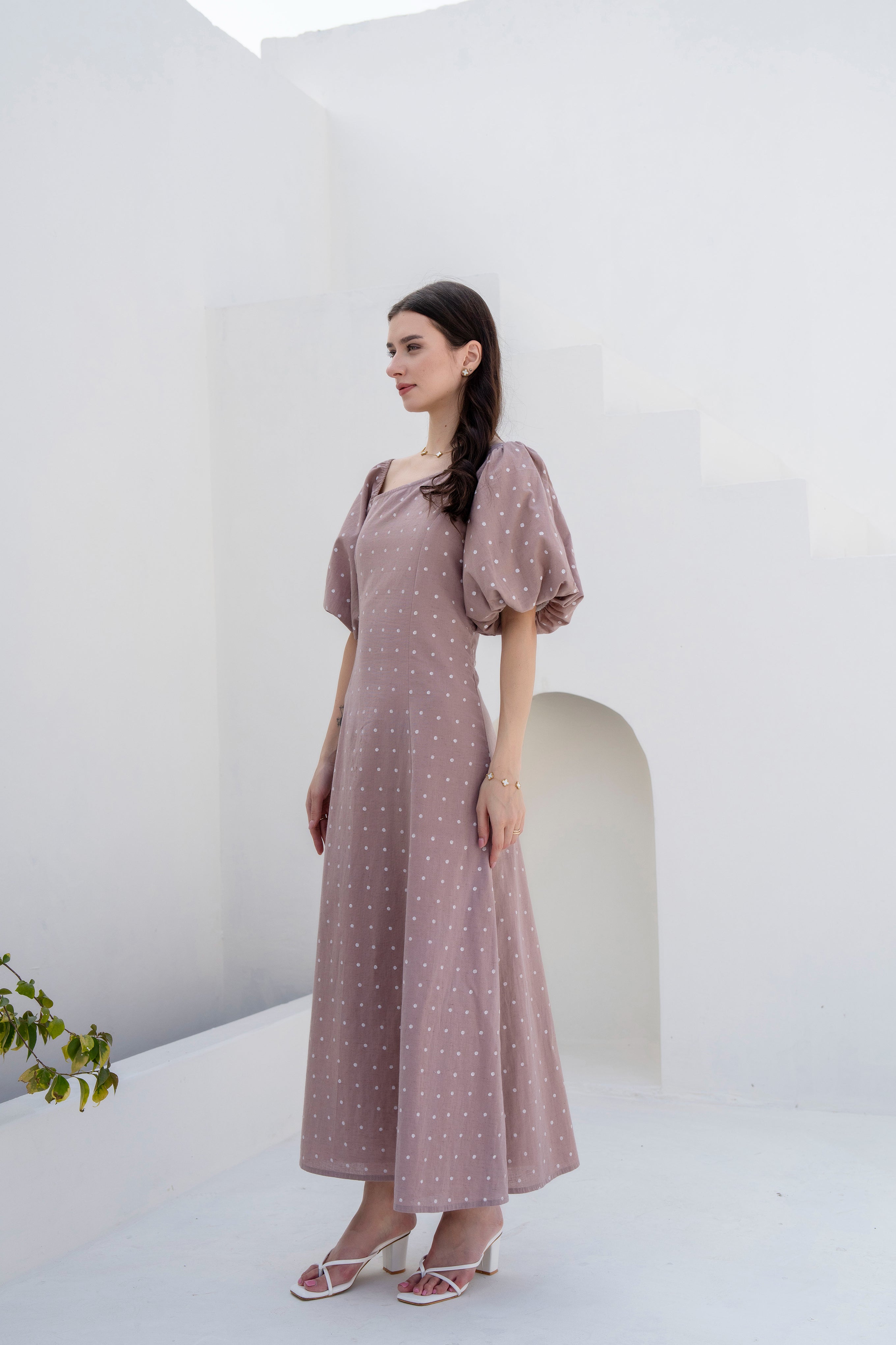 Apricot A-line Dress by Golden Lotus