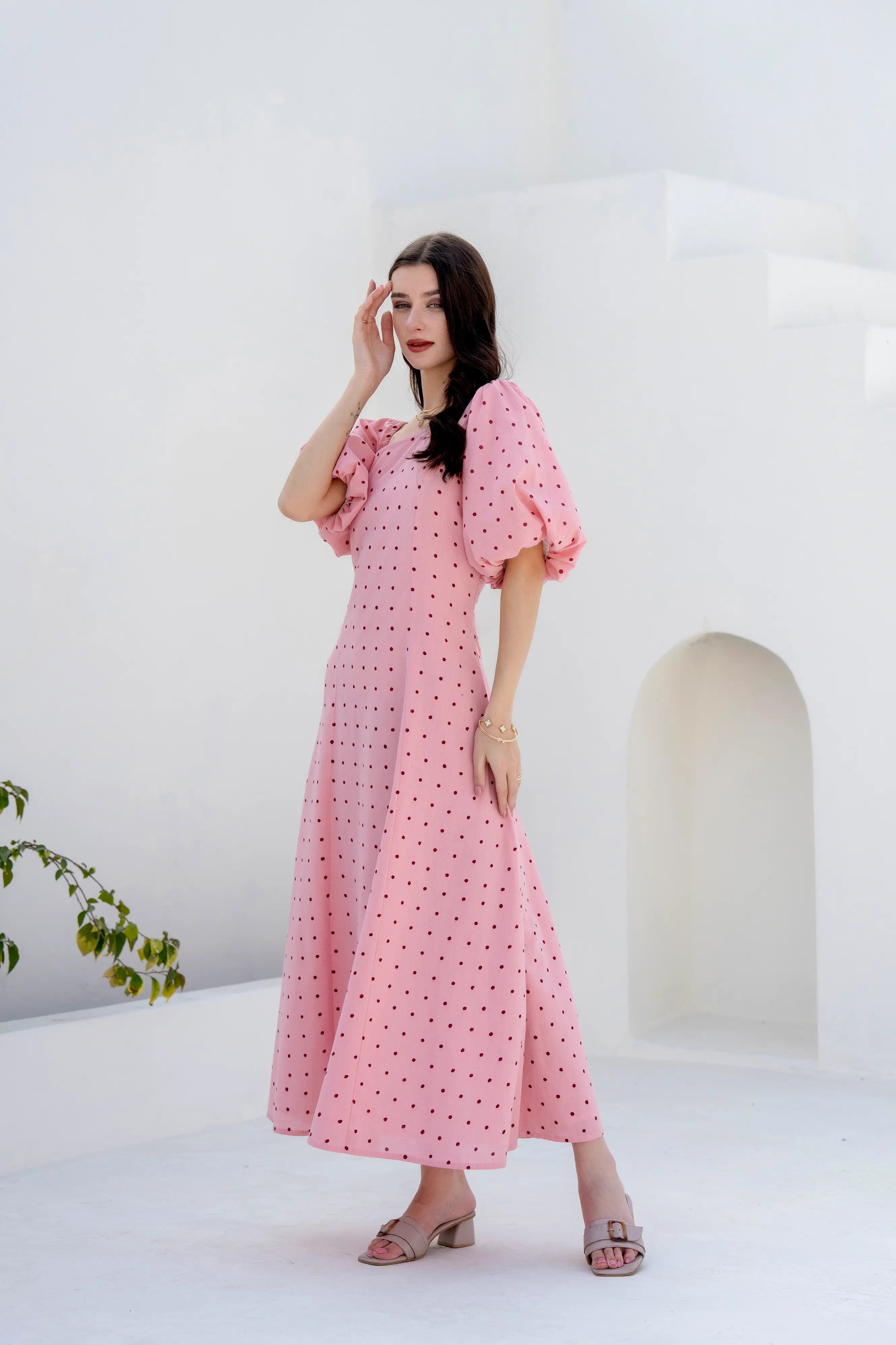 Apricot A-line Dress by Golden Lotus