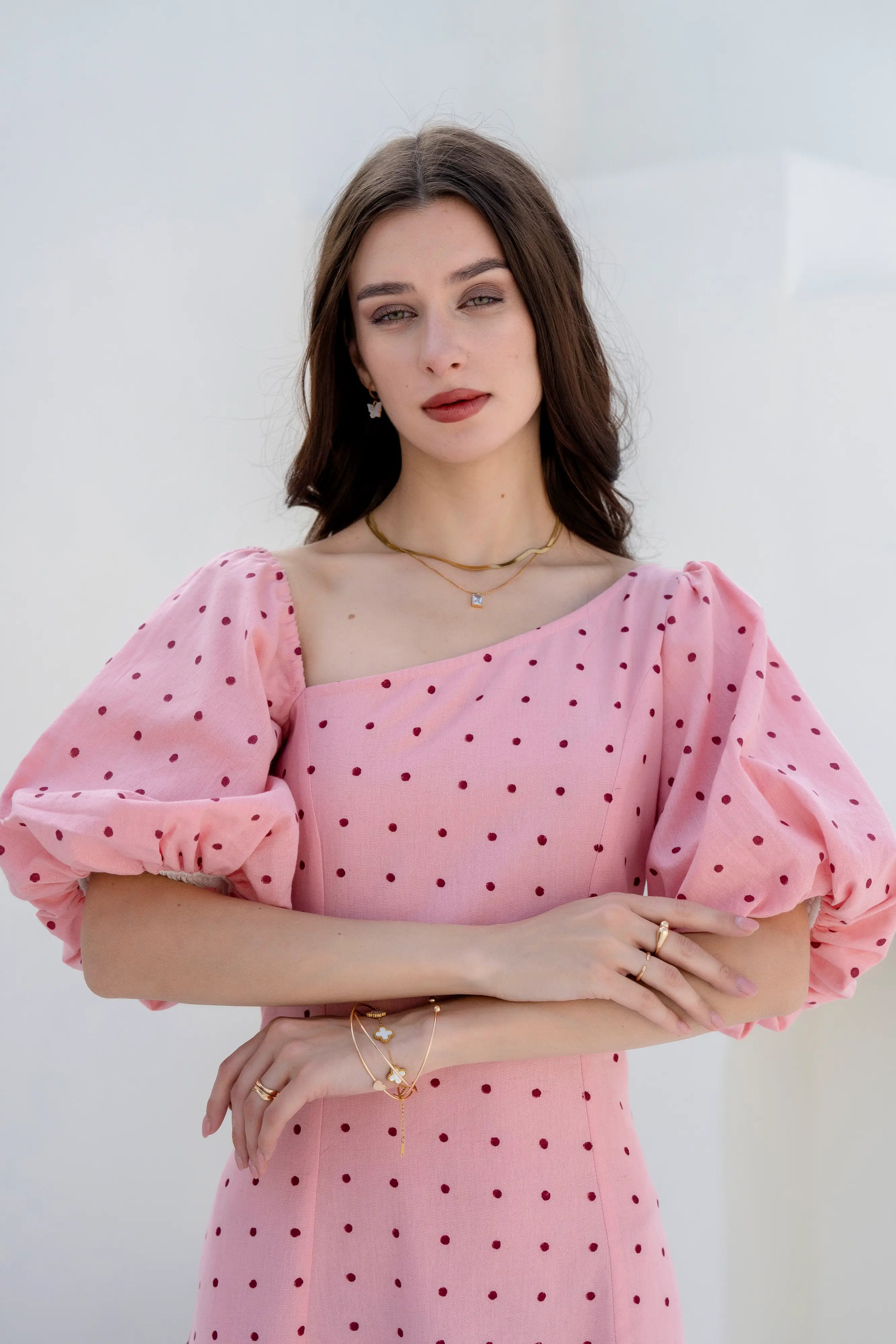 Apricot A-line Dress by Golden Lotus