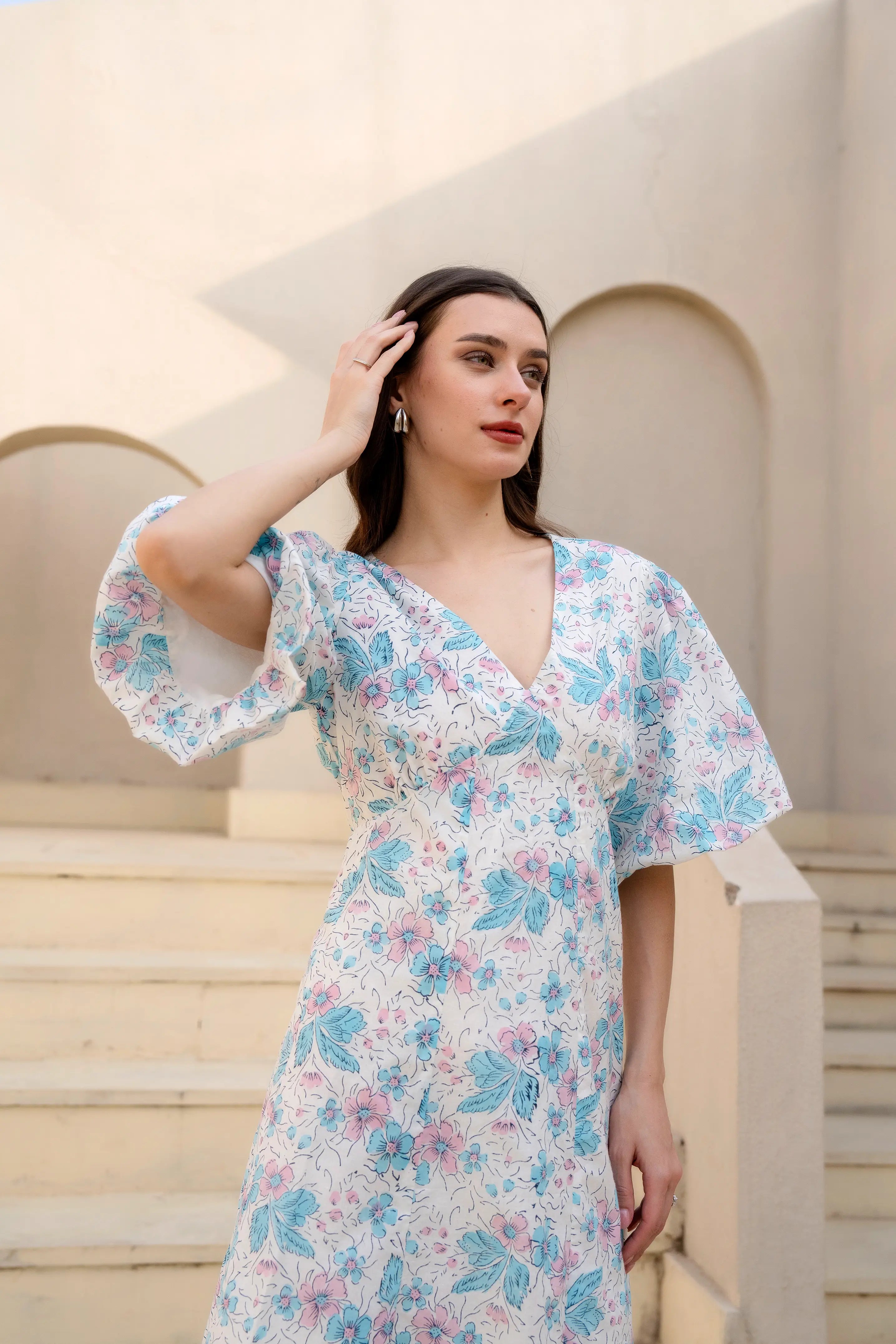 Azure Bloom Mini Dress by Golden Lotus