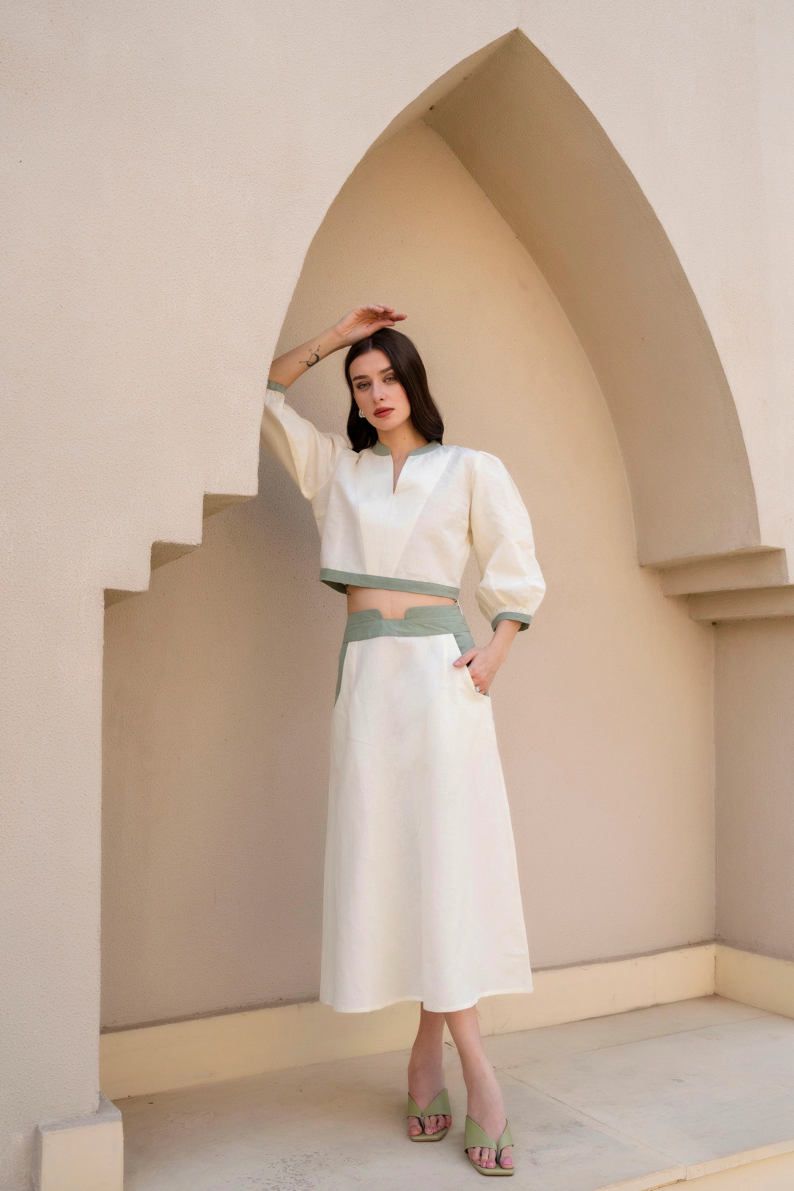 Linen Tulip Dress (Co-ord Set) by Golden Lotus