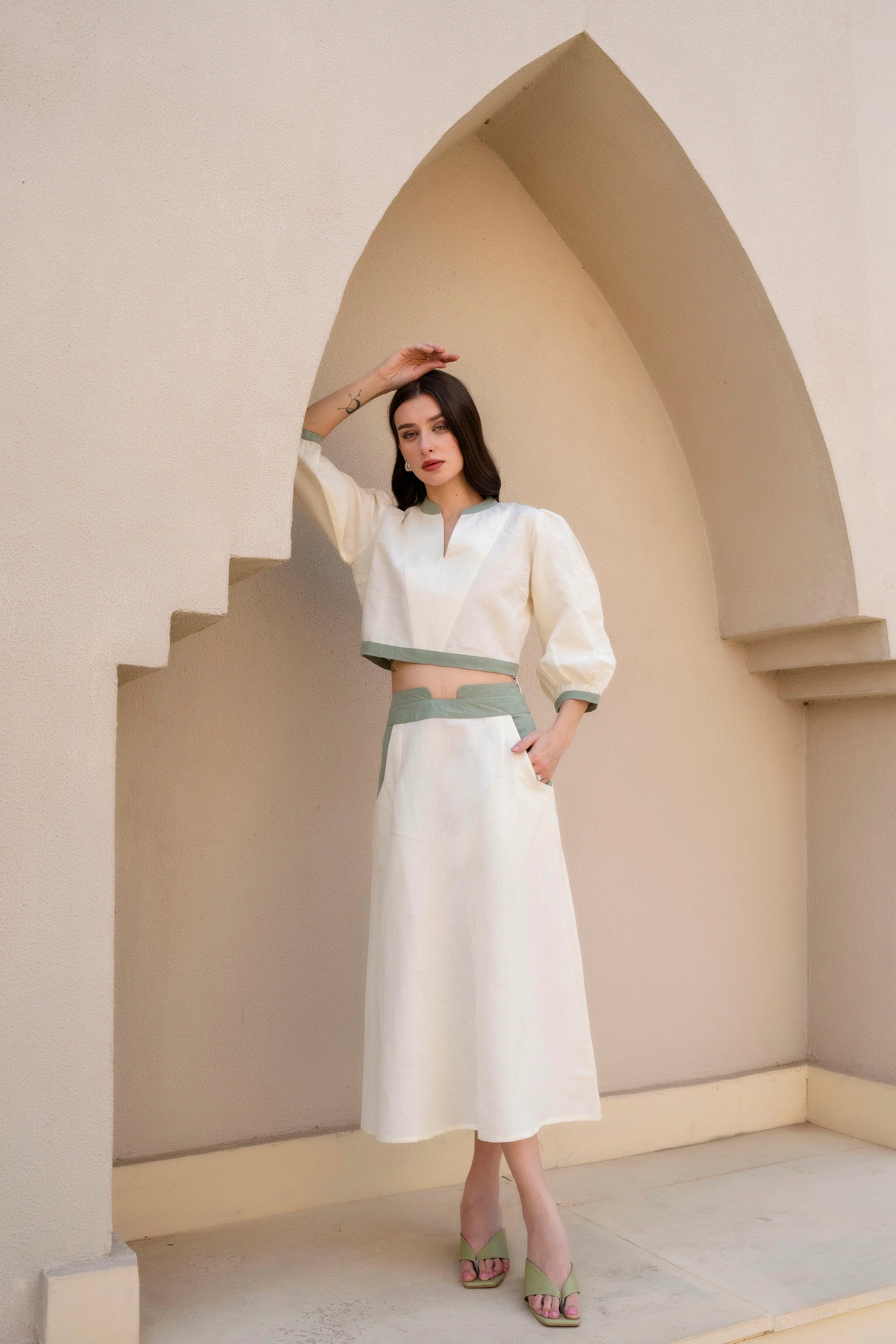 Shop Linen Tulip Midi Dress Co-Ord Set