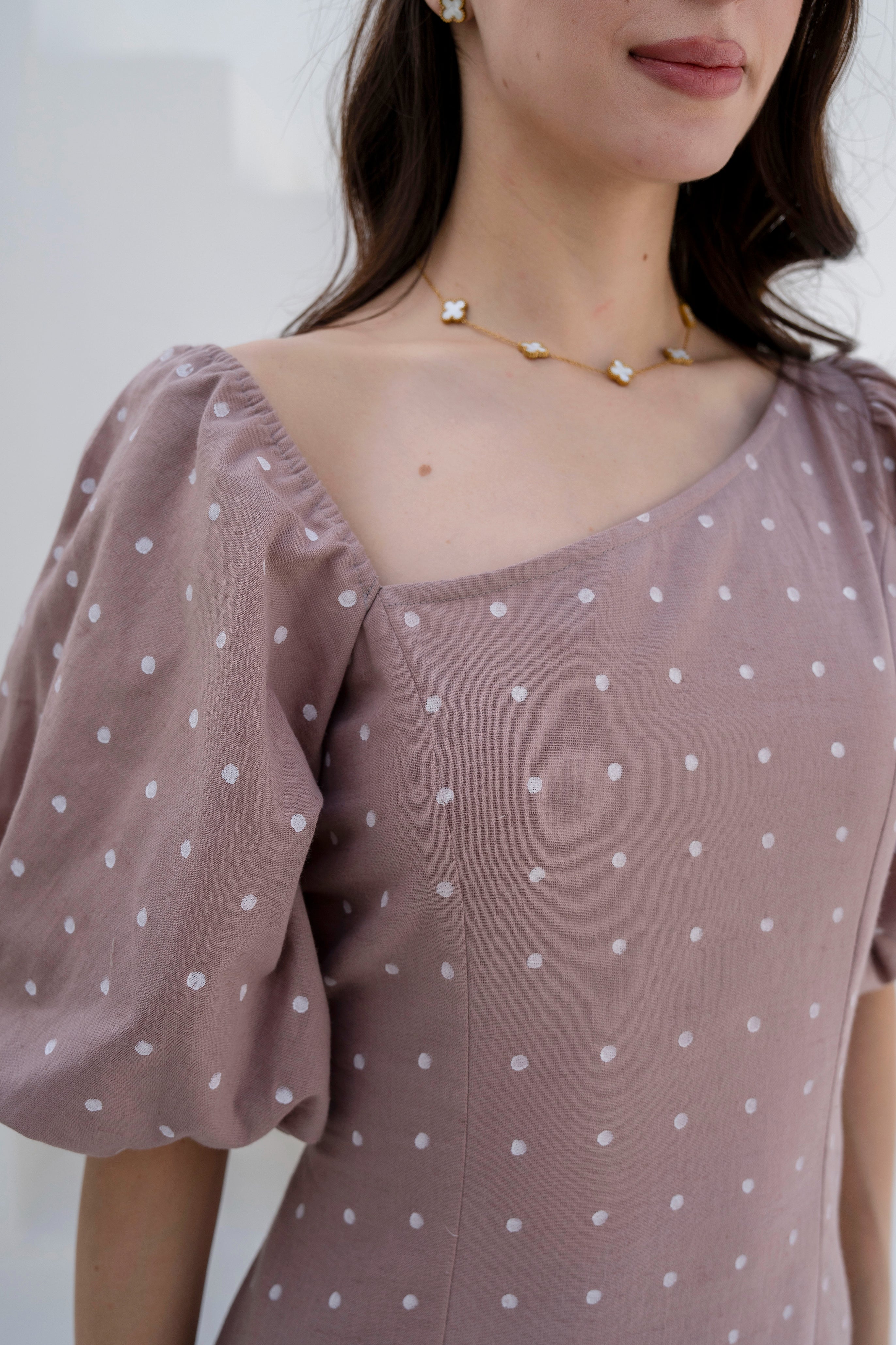 Apricot A-line Dress by Golden Lotus