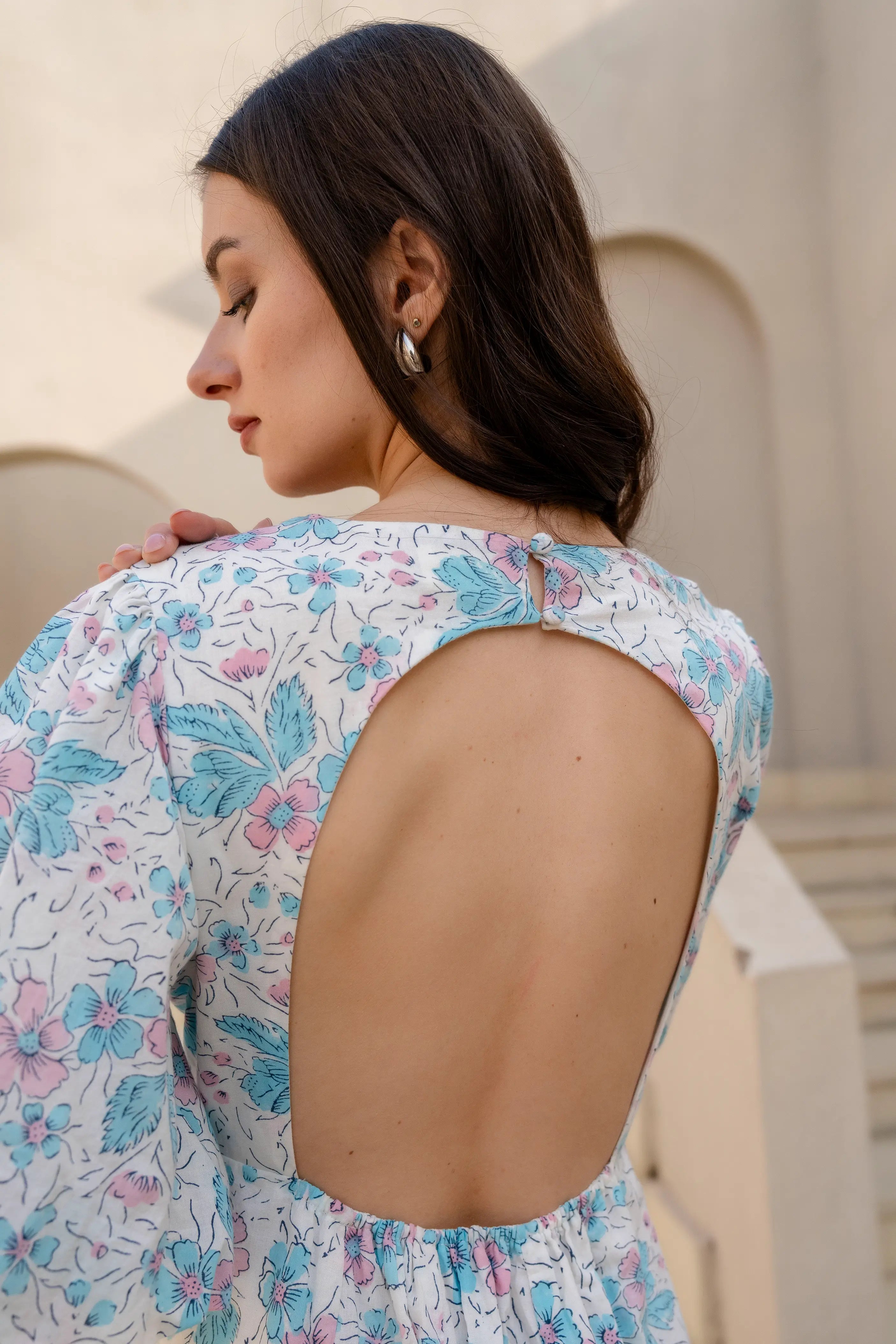 Azure Bloom Mini Dress by Golden Lotus