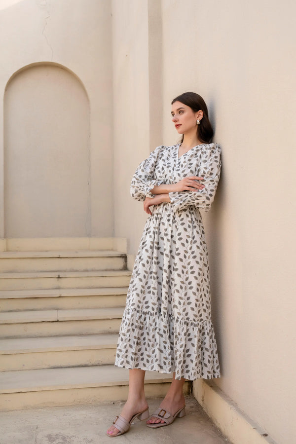 Olive Whisper Flared Dress by Golden Lotus