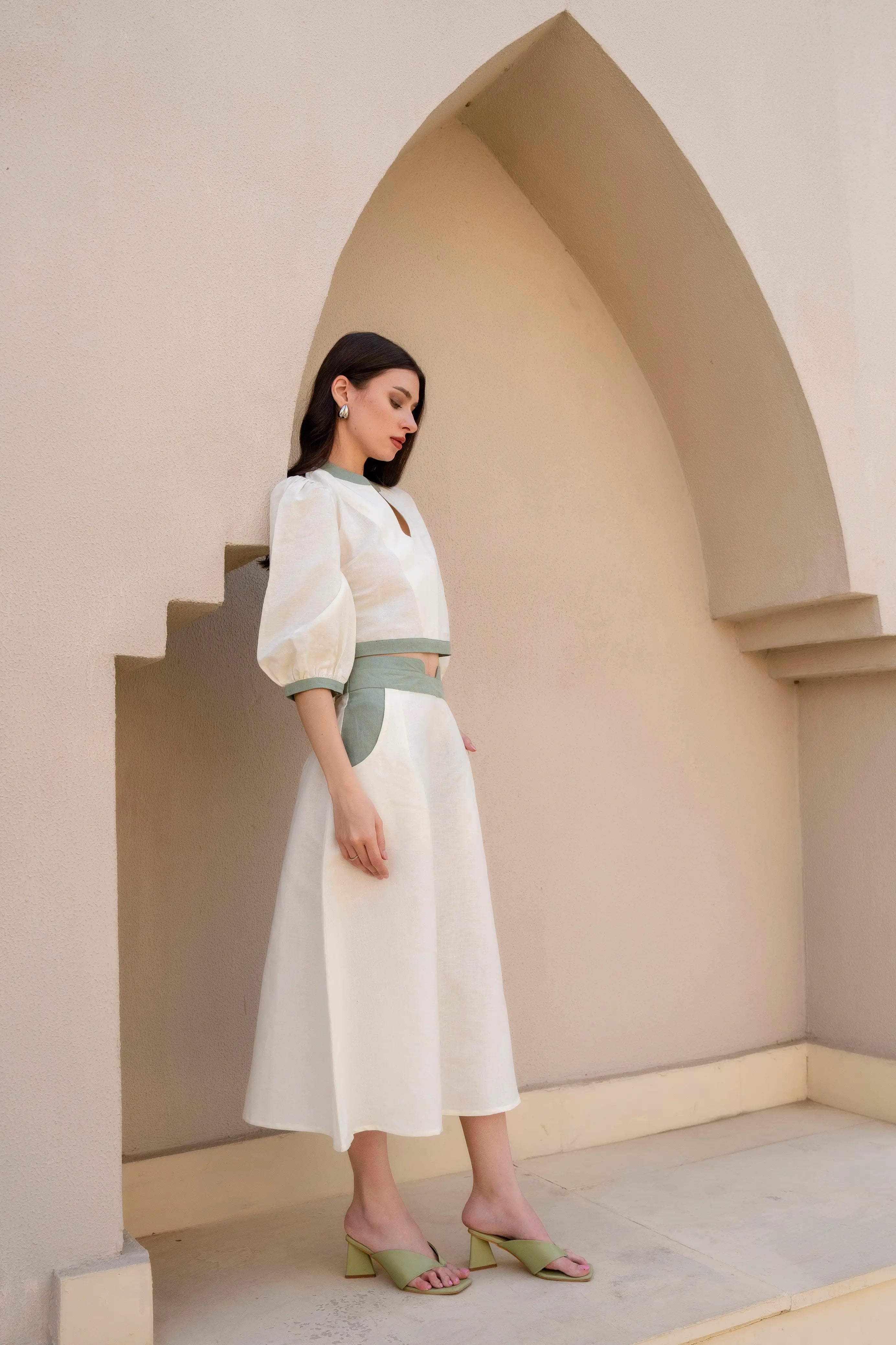 Linen Tulip Dress (Co-ord Set) by Golden Lotus