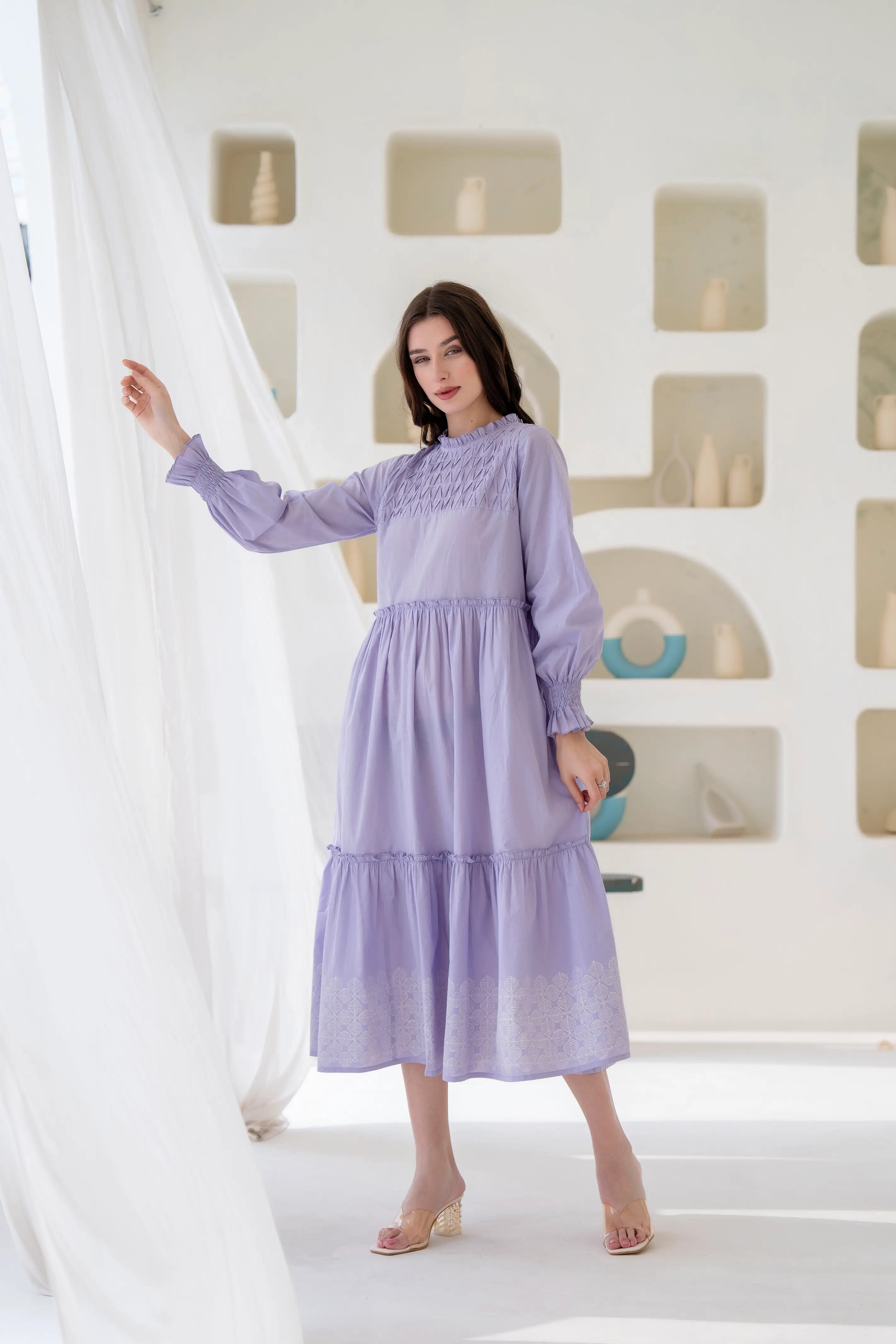 Lavender Peony Dress by Golden Lotus
