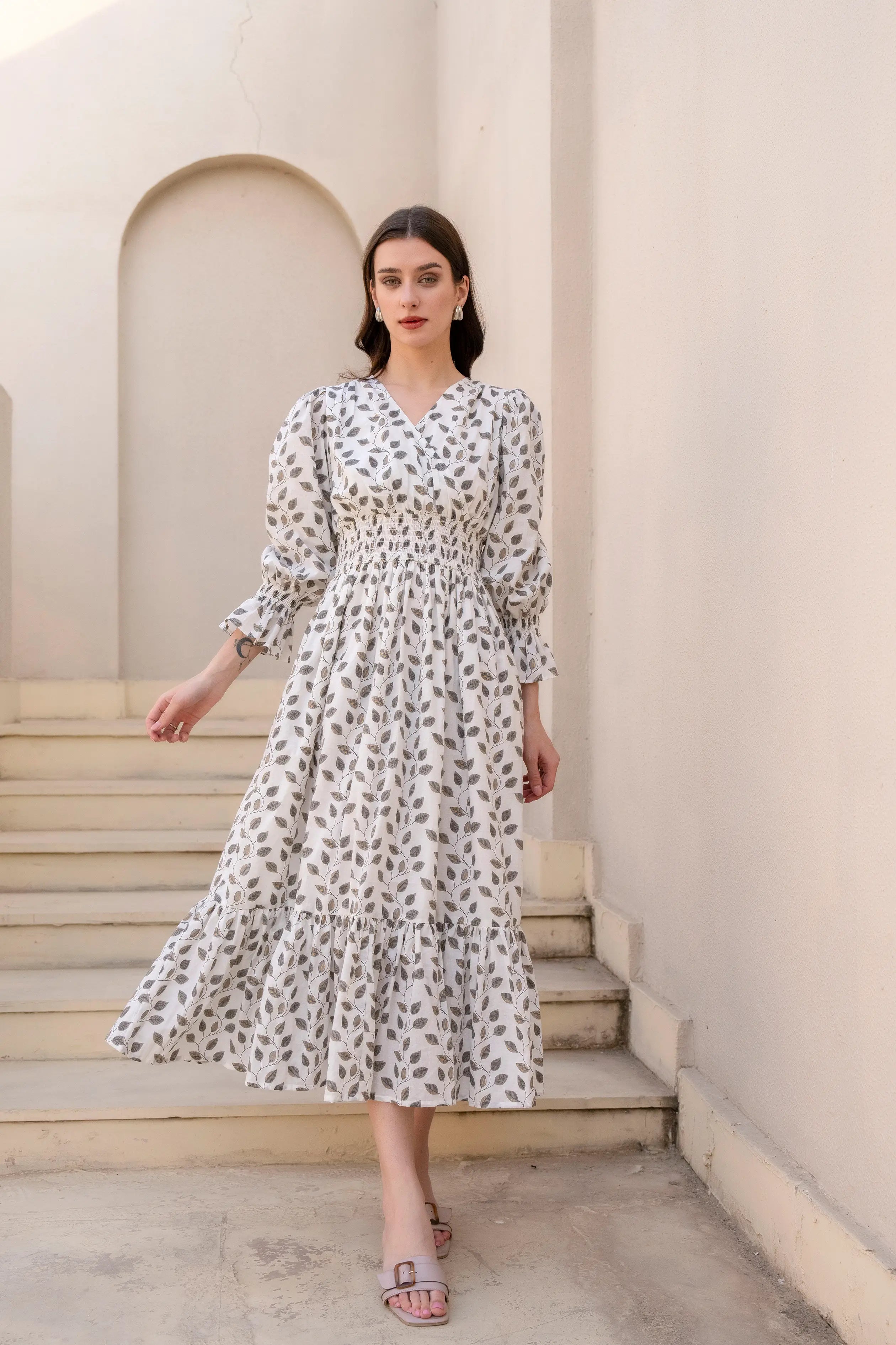 Olive Whisper Flared Dress by Golden Lotus